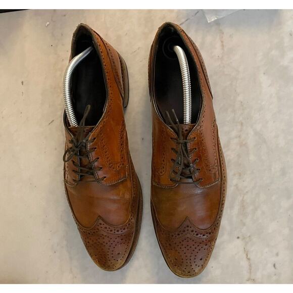 Allen‎ Edmonds Stuttgart Men Size 11 Brown Whiskey Leather Brogue Oxford READ - Picture 4 of 11